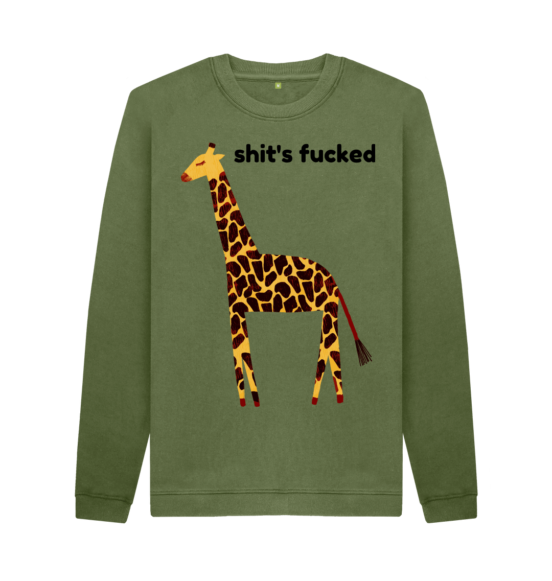 Khaki Printed Sweater Front