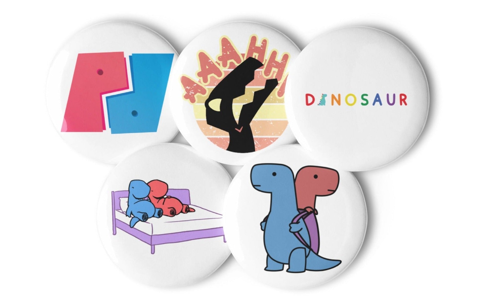 Assorted Collection Button Pins | Dinosaur Couch | Funny Dinosaur Pin ...