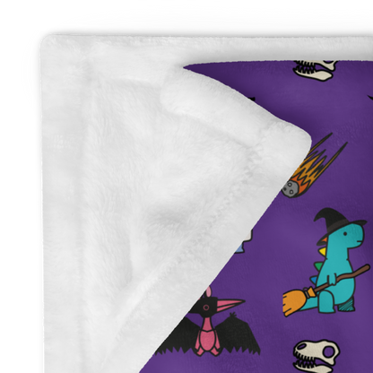 halloween dinosaur pattern (purple) | throw blanket