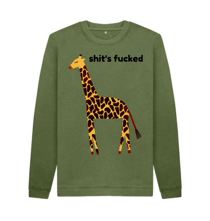 Khaki Printed Sweater Front