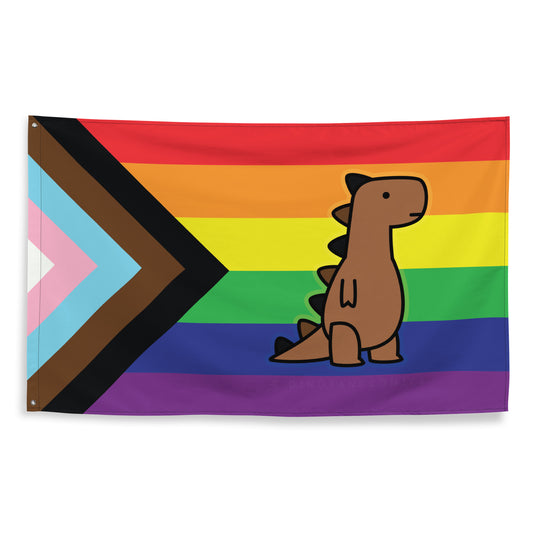 inclusive rainbow t-rex flag