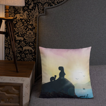 tortoise and dino: the view pillow