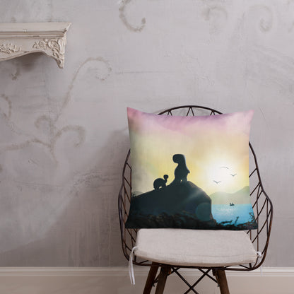 tortoise and dino: the view pillow