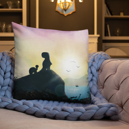 tortoise and dino: the view pillow