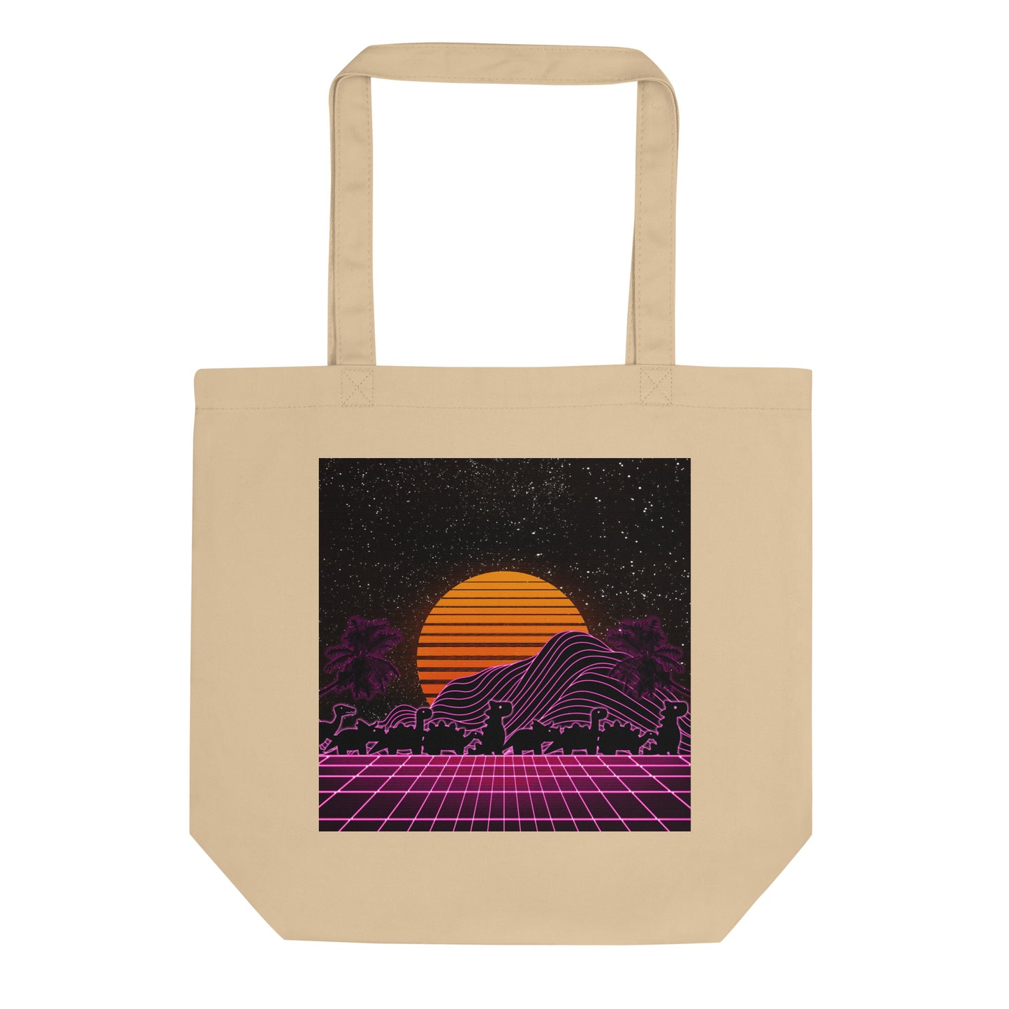 synthwave dinos eco tote