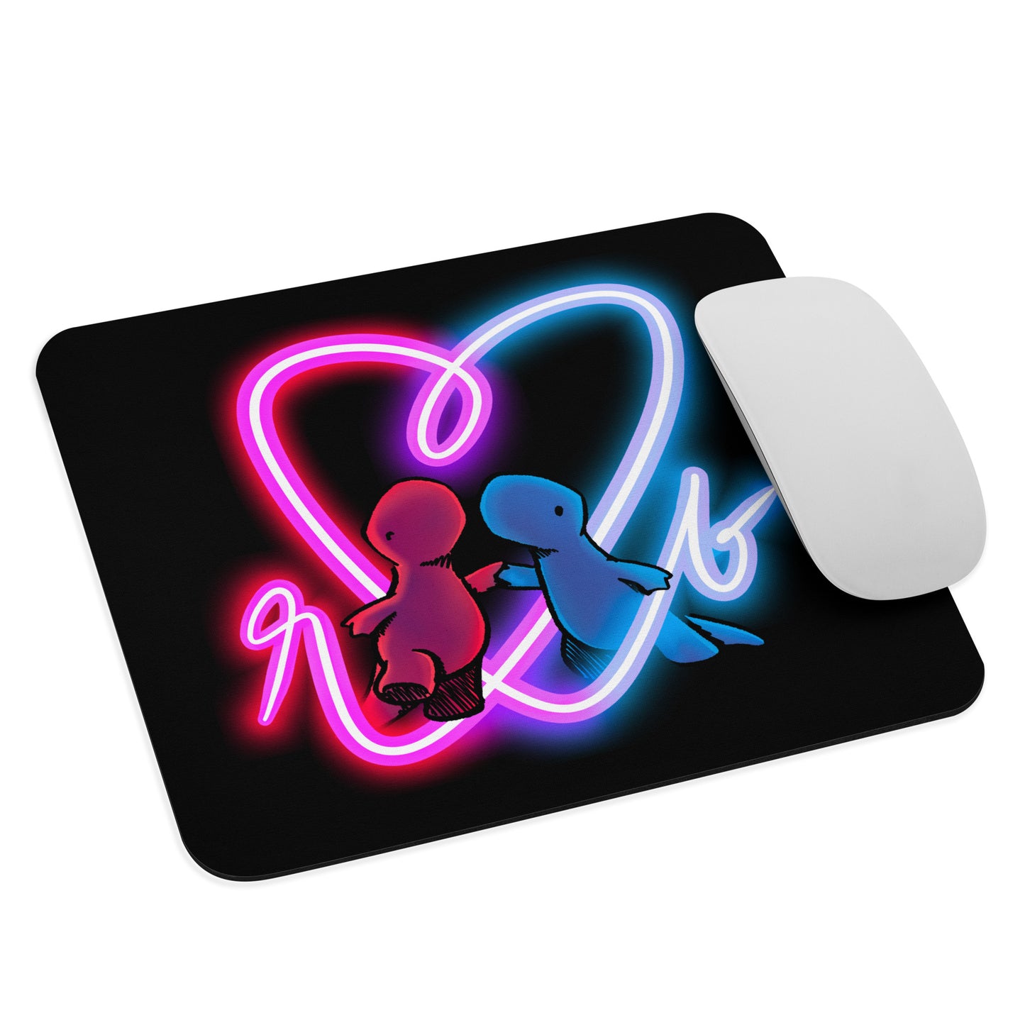 red and blue neon mouse pad