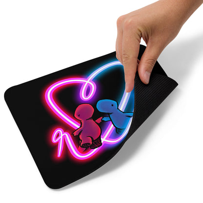 red and blue neon mouse pad