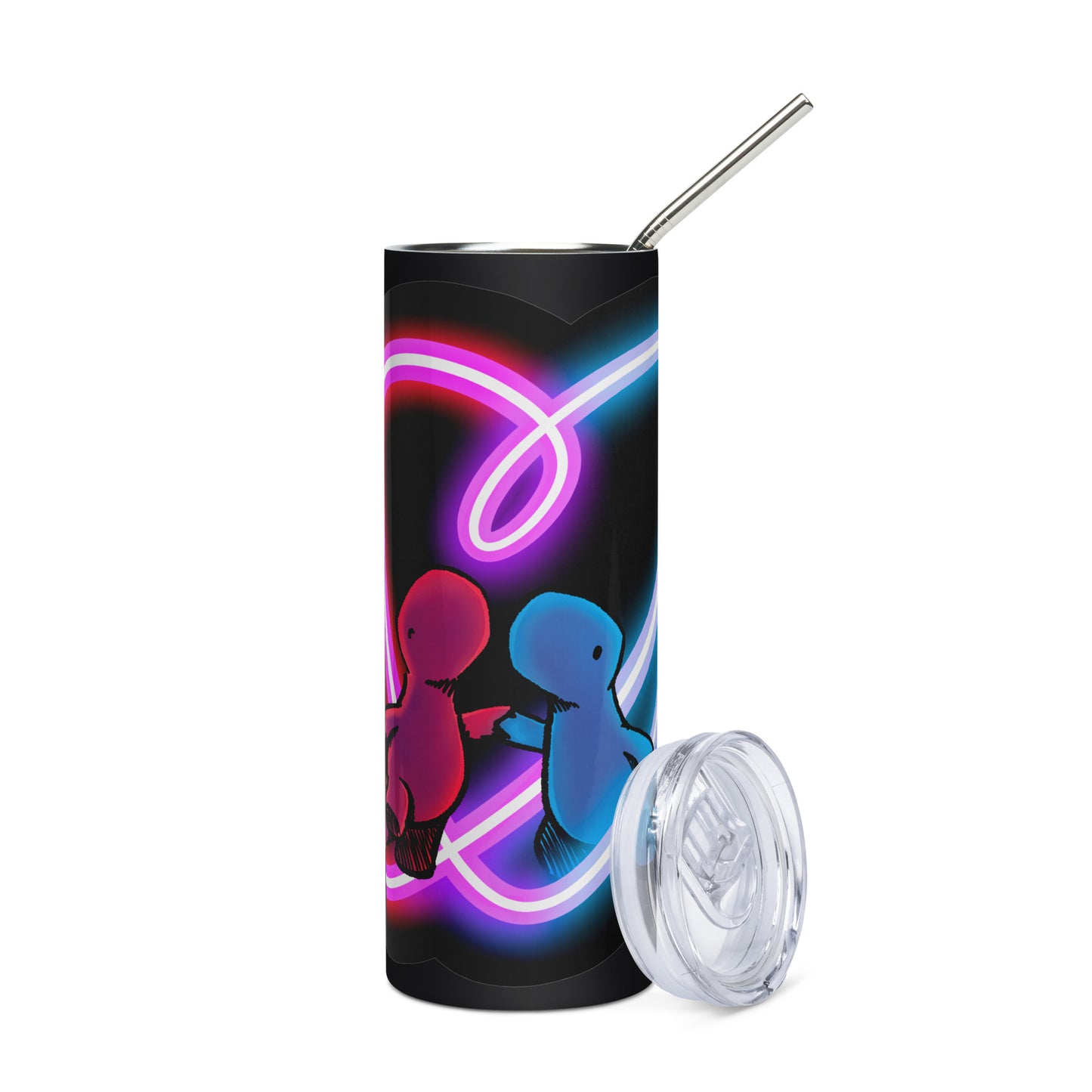 red and blue neon tumbler