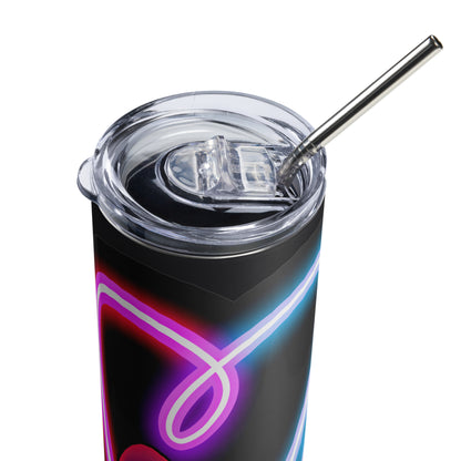 red and blue neon tumbler